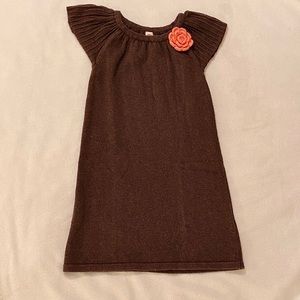 Precious Chestnut Knit Dress with Coral Flower